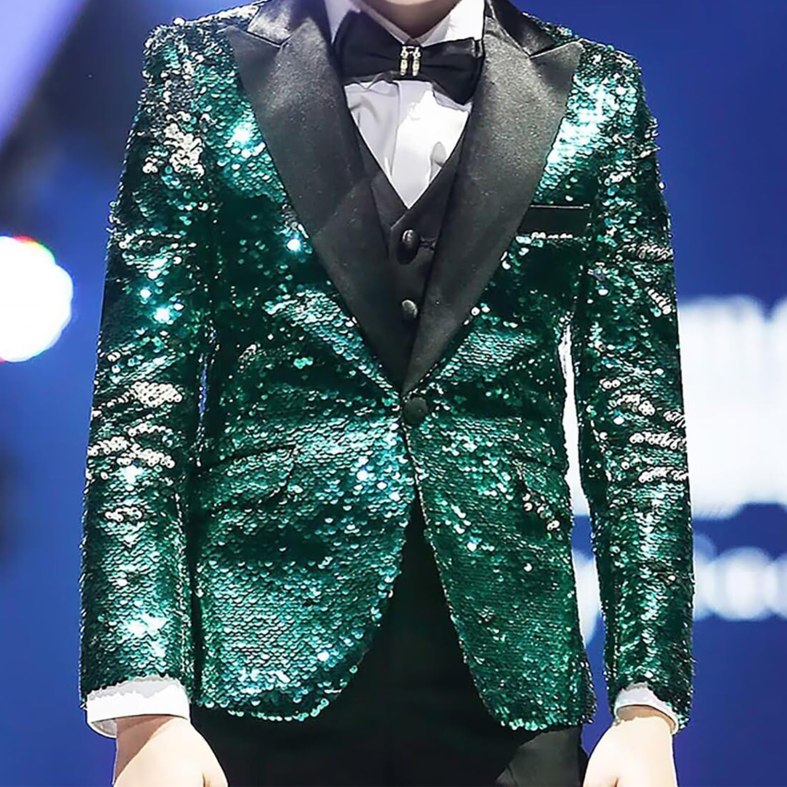 Jungen 2 Stück Funkelnd Grün Jungen Anzug Pailletten Jungen Anzug Ring Träger Anzug Junge Outfit Kommunion Anzug Hochzeit