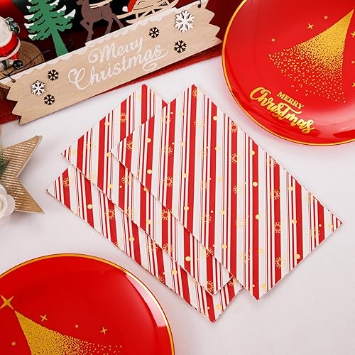 Miniatura 7 de Hioasis 175 platos de plástico blanco y platos desechables dorados y servilletas preenrolladas, cubiertos dorados incluyen 25 platos de cena, 25