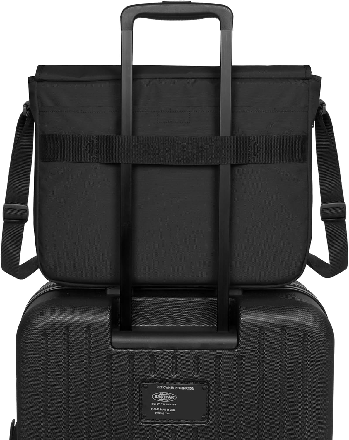 EASTPAK Delegate + – 20L Weatherproof Shoulder Bag with 17" Laptop Sleeve, Trolley Strap, Reflective Details, Adjustable Padded Strap, Black - Image 6