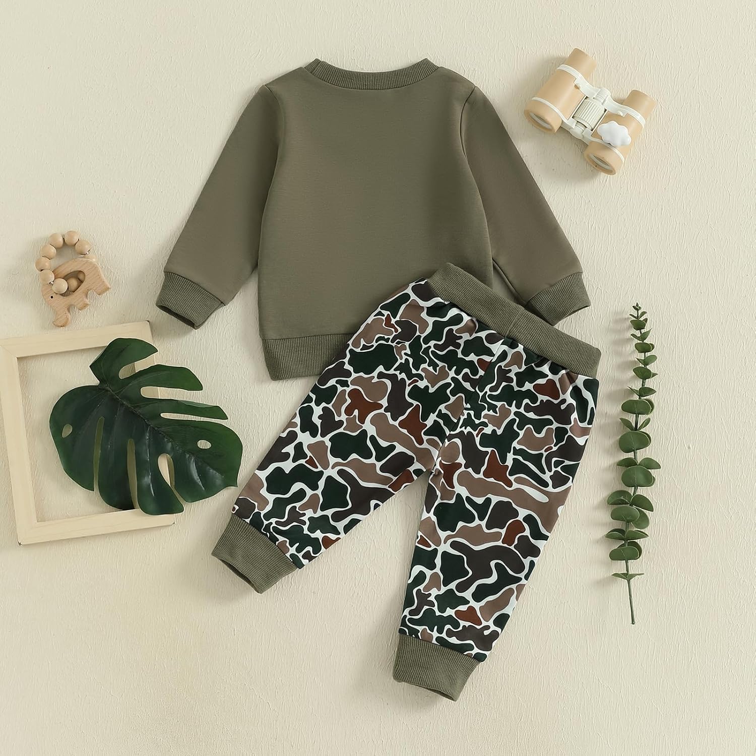 Fernvia Toddler Baby Boy Fall Hunting Clothes Wild Goose Fish Deer Print Sweatshirt Elastic Camouflage Pant Winter Outfits - Image 6