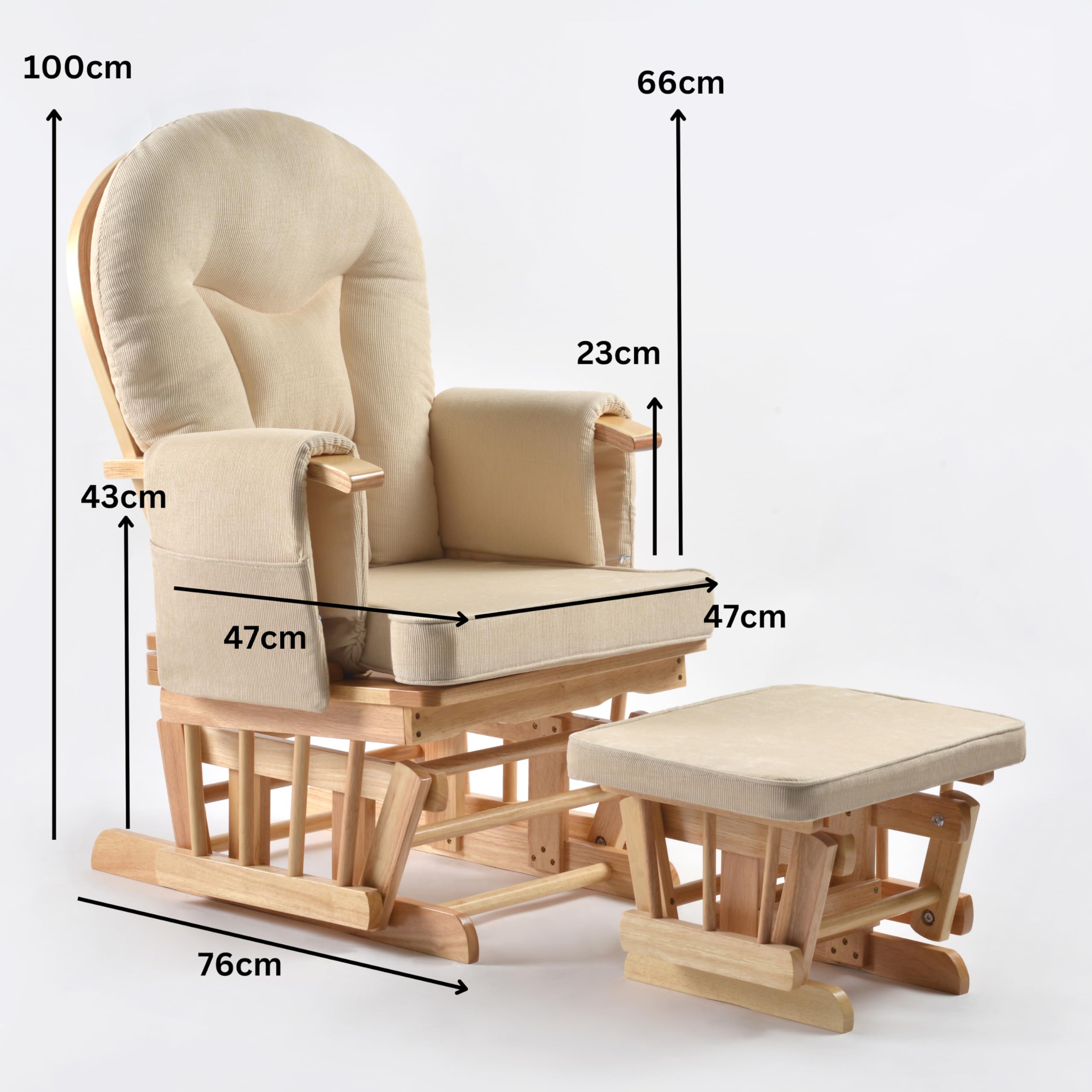 Glider Stillstuhl & Hocker Entspannungsstuhl Schaukelsessel Natur/Creme * NEU