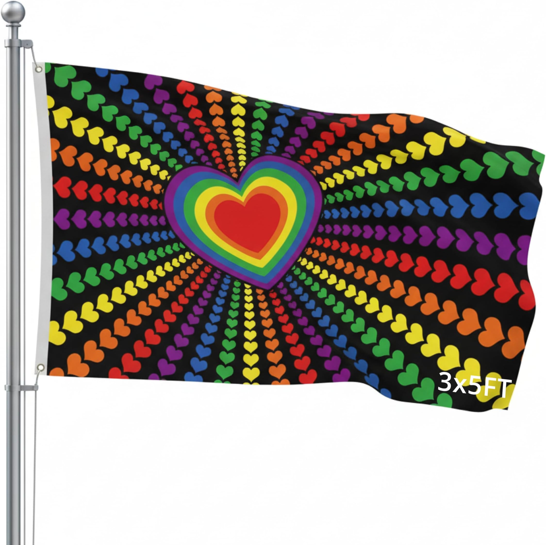 SSK® Rainbow Love Outdoor Flag - Large 3' x 5', Weather-Resistant Polyester