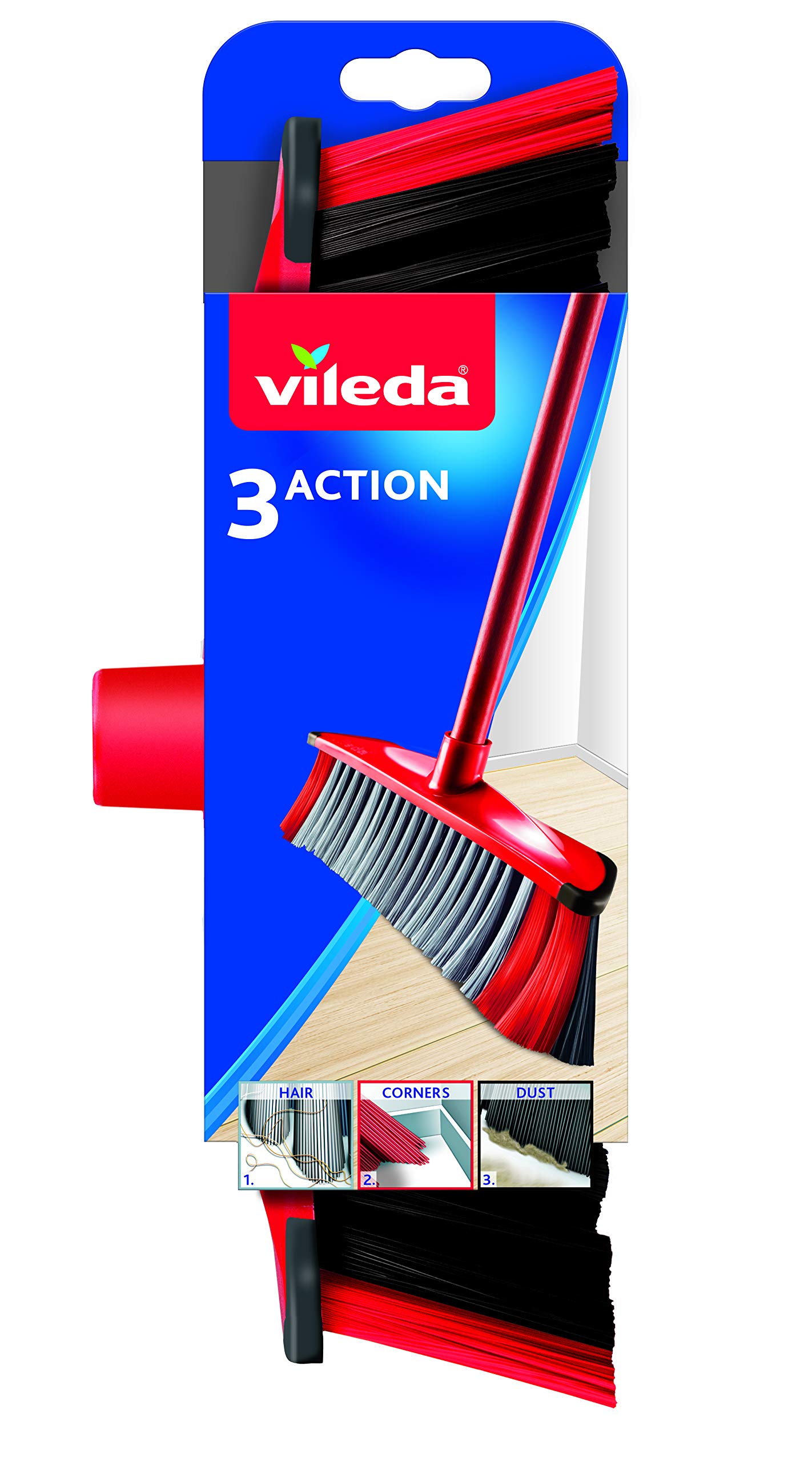 Vileda 3Action Głowica Miotły, Szary/Czerwony