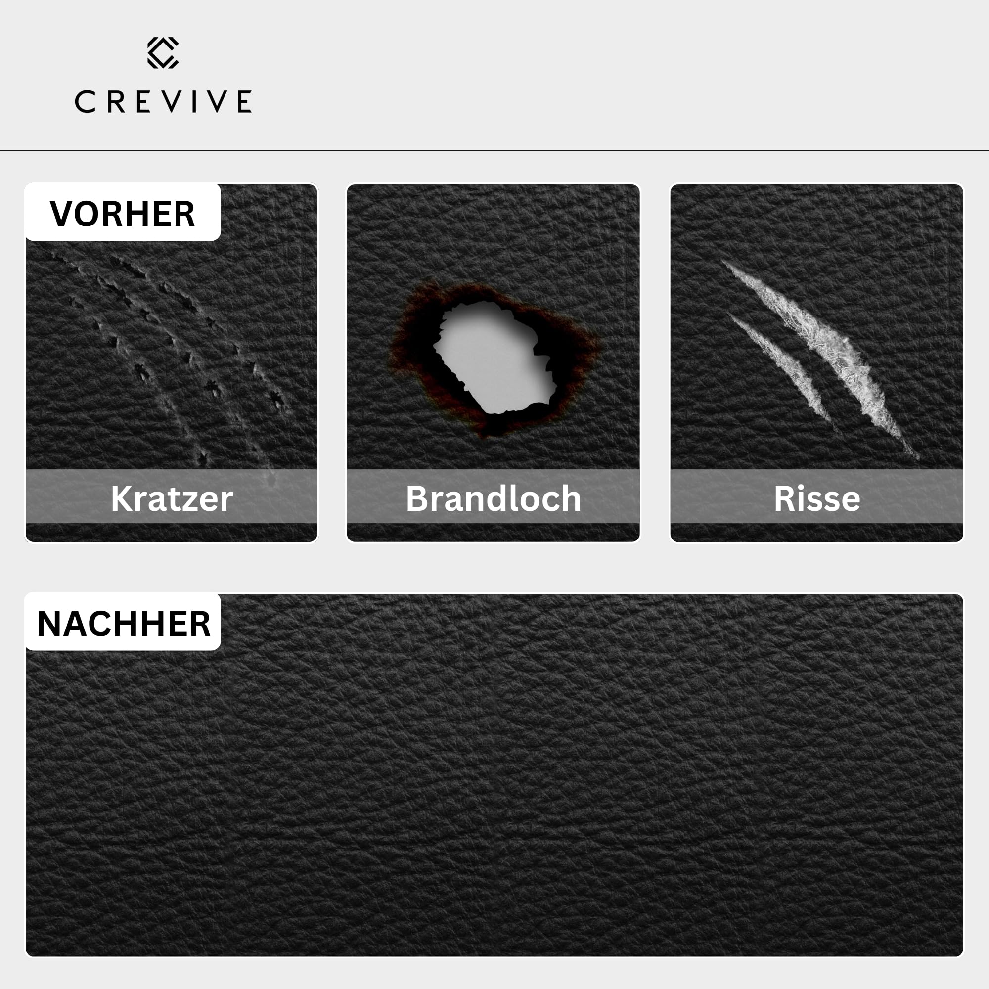 Flüssigleder Schwarz 50 ml, Lederreiniger 250 ml & Reperatur Balsam 300 ml | Lederreparatur für Kratzer, Risse & Abschürfungen – Farbauffrischung für Sofa, Ledercouch, Möbel, Autositze, Taschen, Jacken