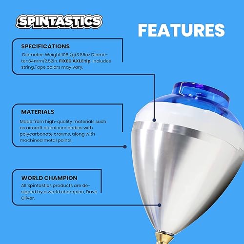 Miniatura 6 de Quicksilver Hybrid Spin Top - Punta fija (azul plateado y azul)