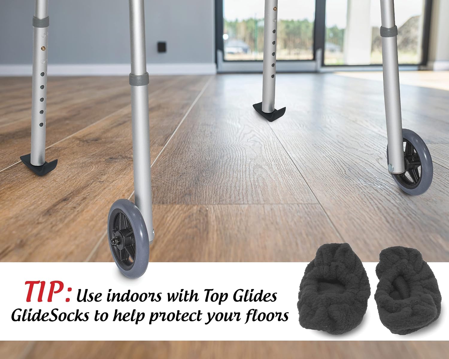 Top Glides TuffSki Walker Ski Glides - 1 Pair (Black)
