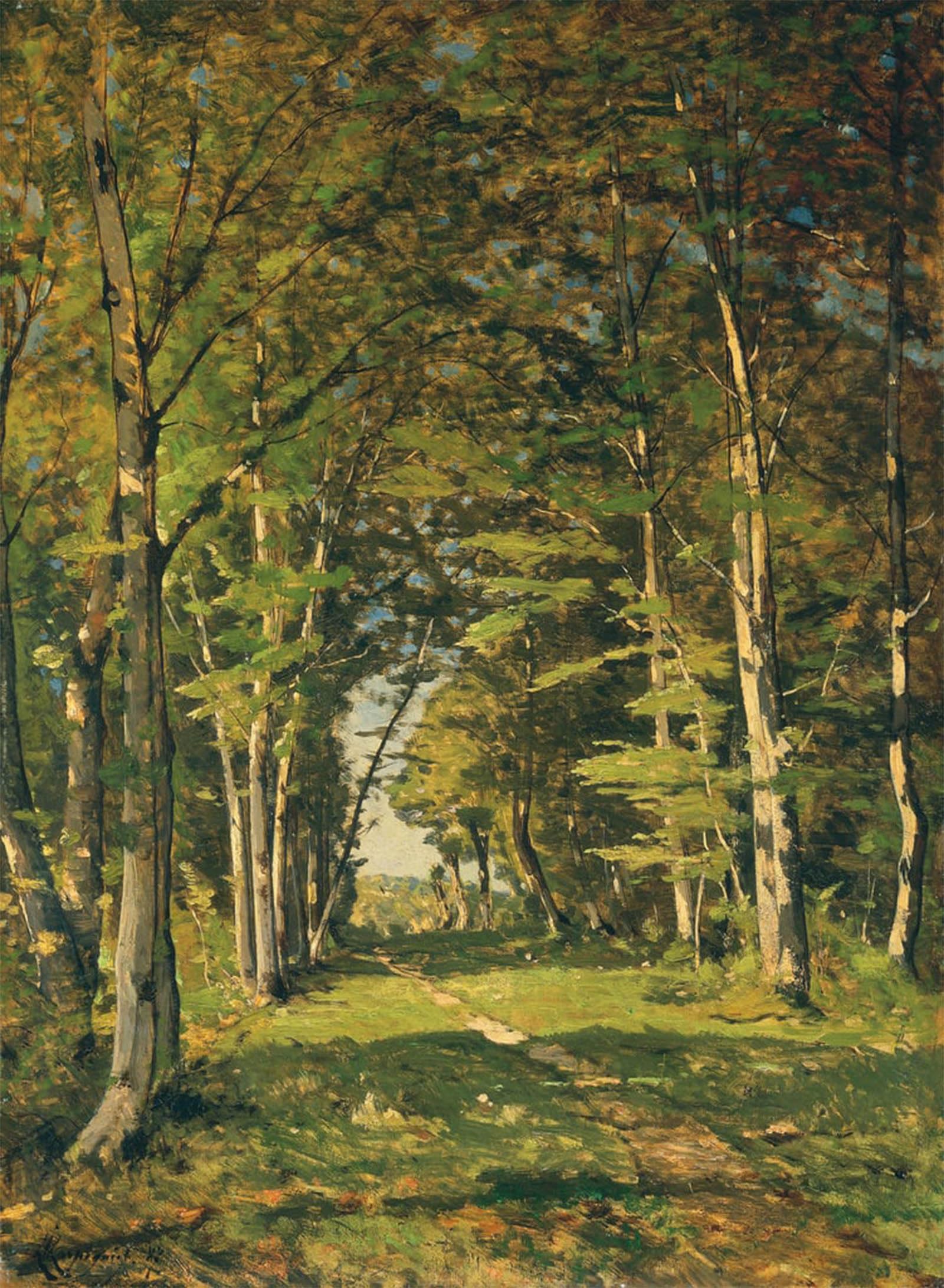 SERENDIPITP Abstract Painting Mural Print Picture Wall Decor Painting the Woods of Famars by Henri Harpignies Vintage Wall Artwork for Home Decor 60x90cm