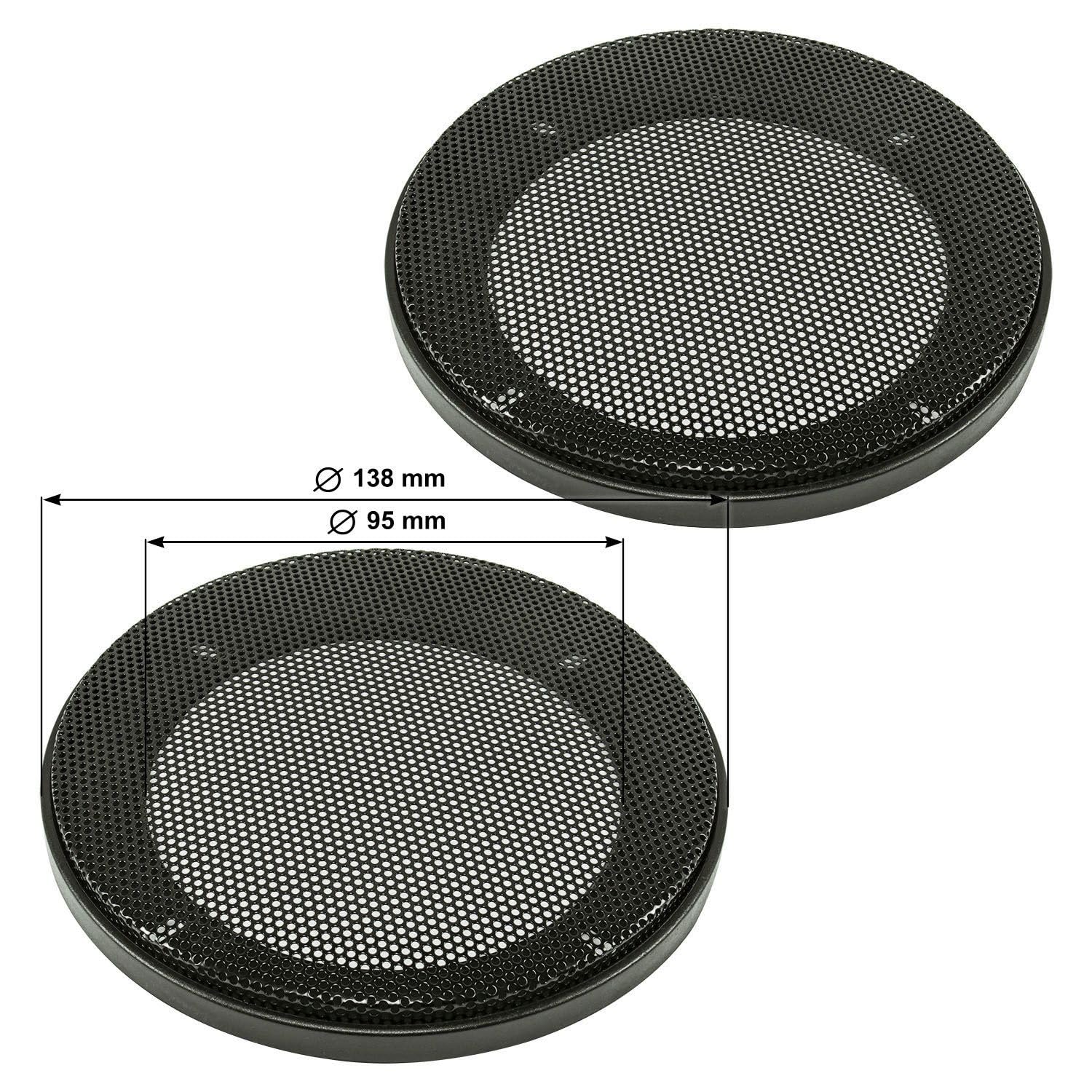 Tomzz Audio Griglia per altoparlante DIN 100mm nero 2 pezzi anello di plastica set griglia metallica
