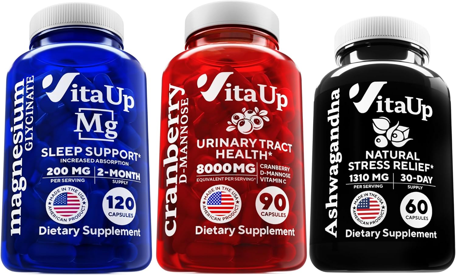 VitaUp Magnesium Glycinate 200mg, Cranberry Pills for Women