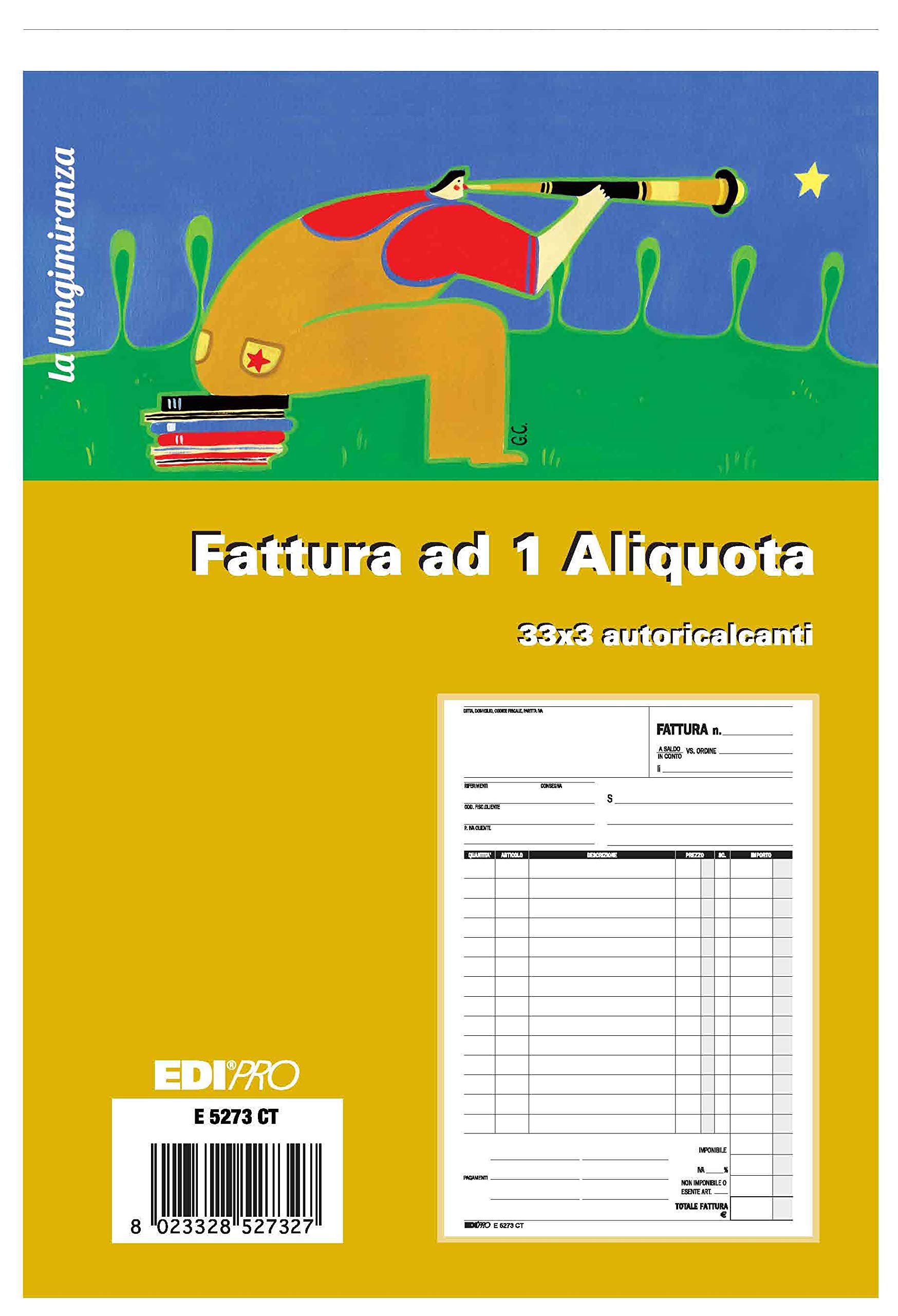 Edipro E5273CT Invoice Block 1 Rate 33 x 3 Self-alculating F.to 22 x 14.8