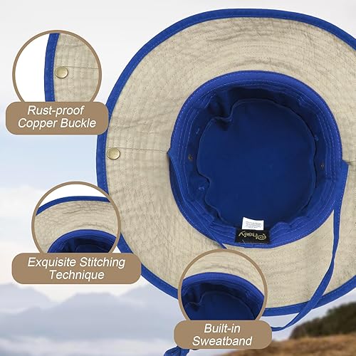 Miniatura 3 de Sombrero de pescador de ala ancha con protección UV, sombrero Boonie, sombreros de pesca, senderismo, safari, sombreros al aire libre para hombres y