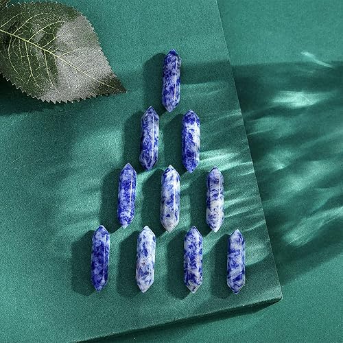 Miniatura 61 de Juego de 10 varitas de cristales curativos de ojo de tigre, piedras pulidas pulidas a granel naturales hexagonales puntiagudas Reiki de equilibrio