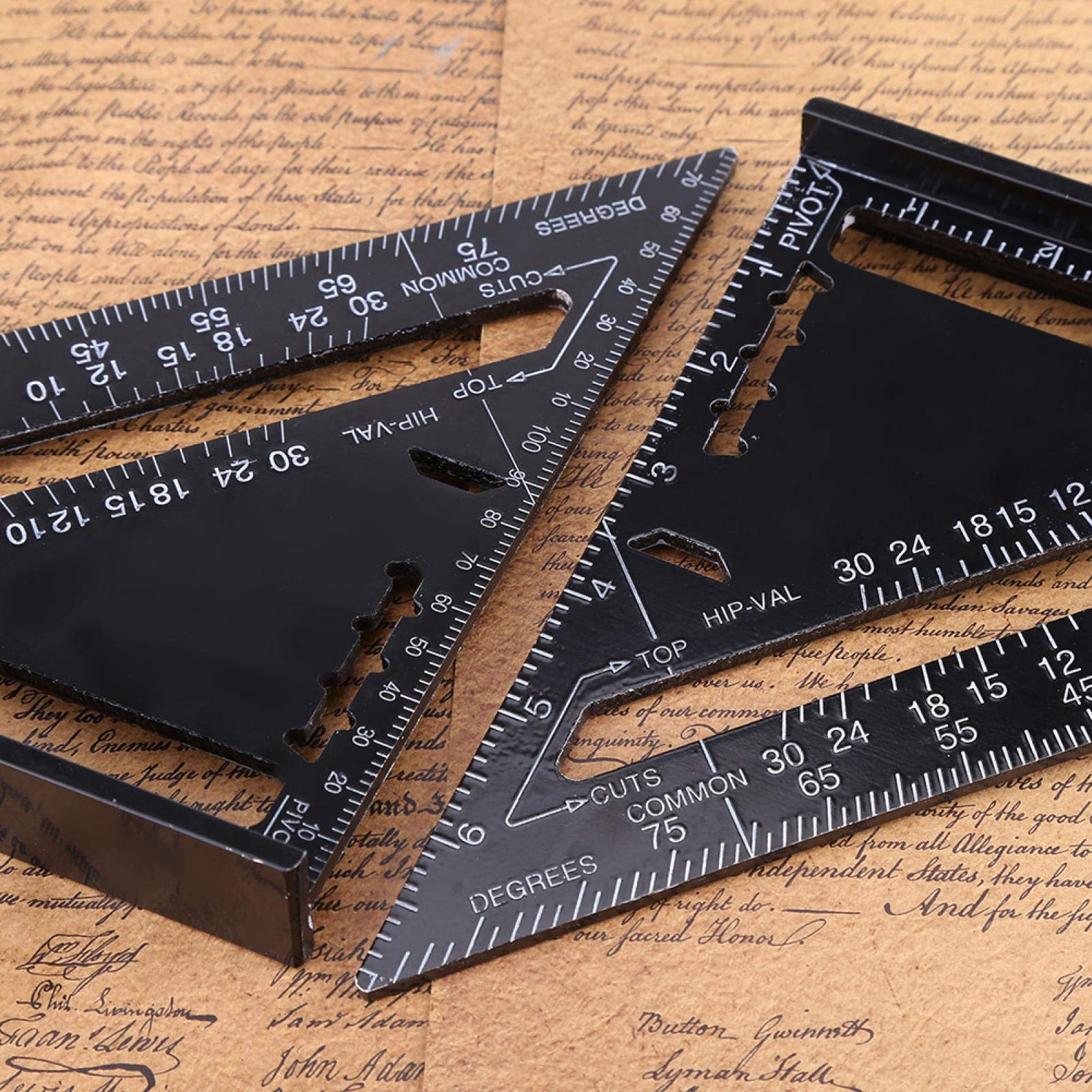7 Inch Metric Aluminum Triangle Ruler - Adjustable Angle Protractor, 0-90°, Roofing & Layout Square