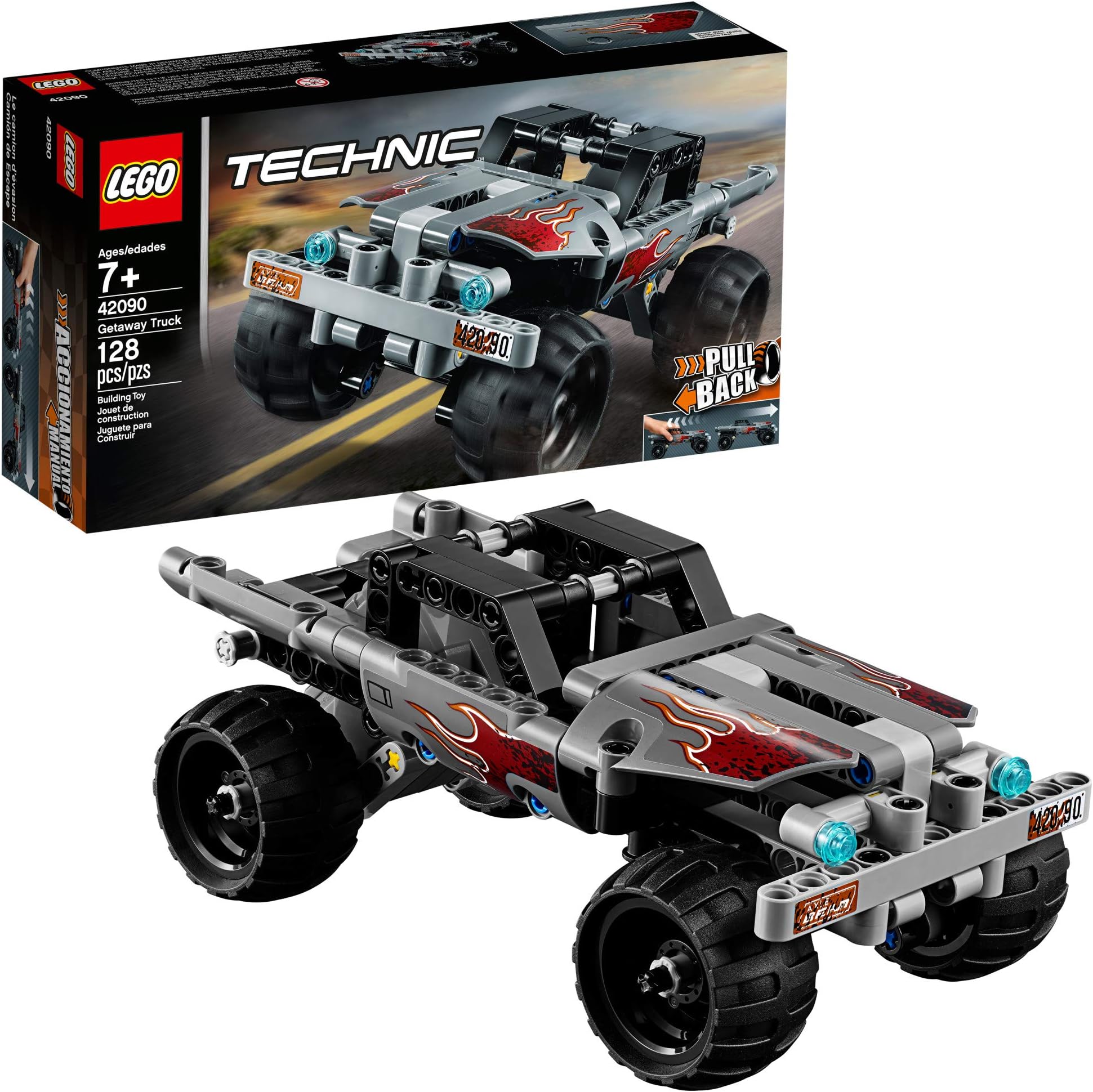 LEGO 42090 Technic Getaway Truck with Pull-Back Motor, Monster Truck Model, Building Set for 7+ Years Old Boys and Girls