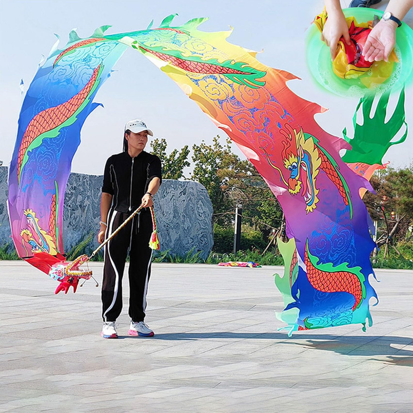 CQCQC Dragon Poi Dance Dragon Ribbon Set, 6,5 Fuß  Produktbild-Vorschau 3