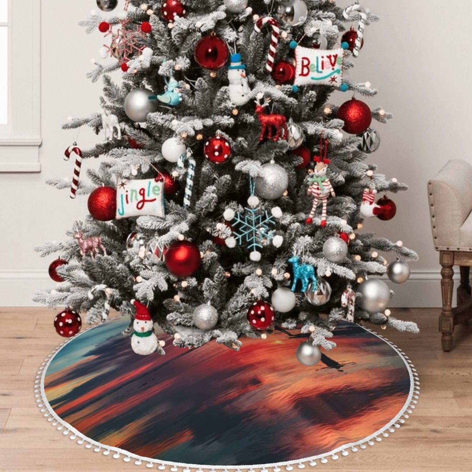 Gonna Per Albero Di Natale In Lino Rustico - Doppio Strato, Lavabile, 91.4 Cm, Decorazione Festiva