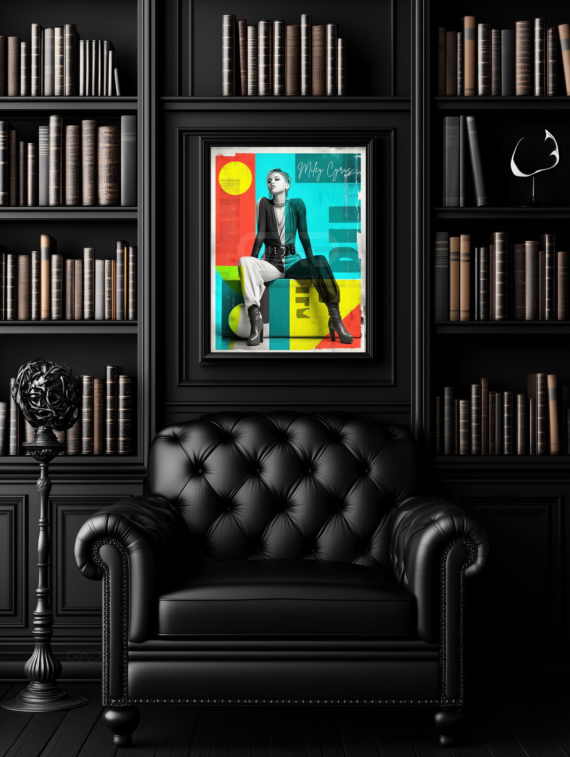 Poster Miley Cyrus (cornice non fornita) – Decorazione da parete – Collage artistico Pop Rock – Artista GAD | 7 formati disponibili (45 x 60 cm / 18 x 24")