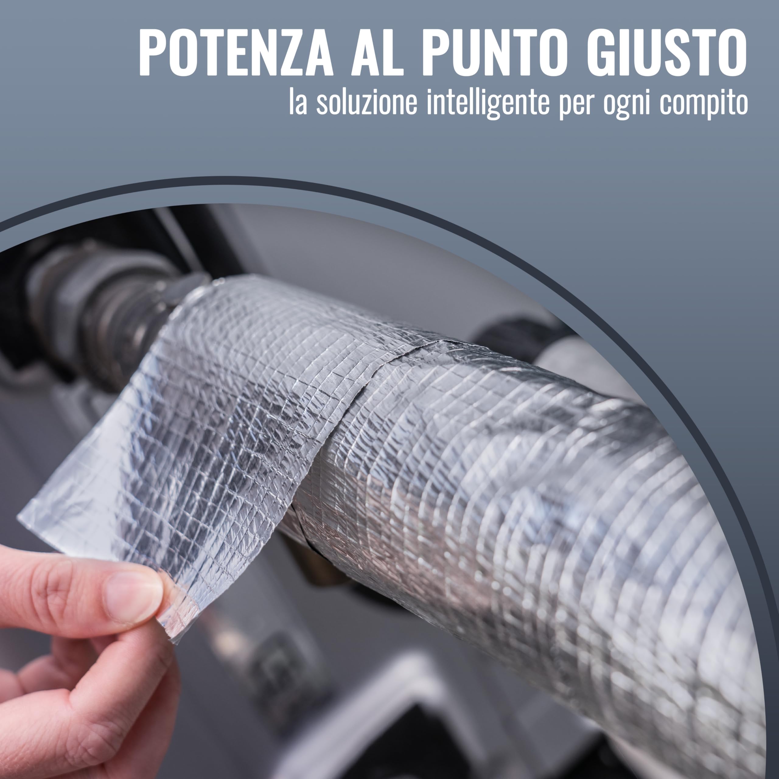 POPPSTAR Nastro adesivo alluminio in fibra di vetro per isolamento tubi e coibentazione (50m x 48mm) Protezione da calore e condensa Nastro autoadesivo alluminio resistente al calore 48mm