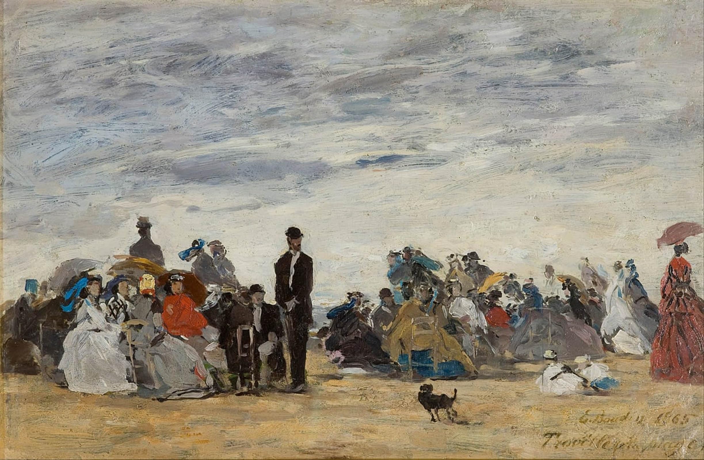 ARTXLXXBN Famous Prints Artwork Pictures Poster Painting Art the Beach At Trouville by Eugene Louis Boudin Artwork Landscape Pictures for Home Decor 60x90cm