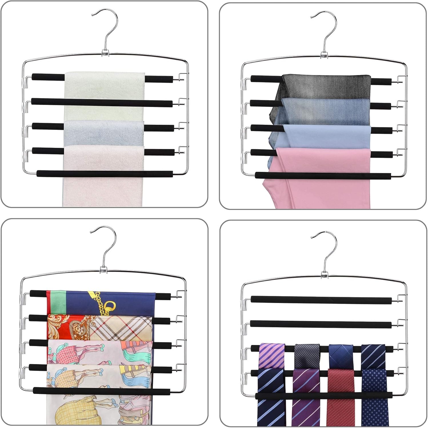 Bіg Sаlе Red Photon Pants Hangers - Multi-Purpose Space Saving Slacks Hanger 4 Pack - Swing Arm, Foam Padded 5 Layers, Non-Slip, Stainless Steel Closet Storage Organizer for Trousers Skirt Jean Tie and Scarf