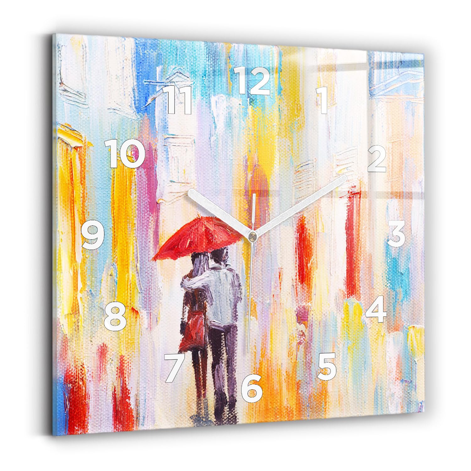 Horloge murale moderne Couple sous la Pluie pour salon romantique