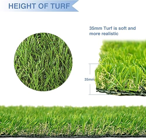 Miniatura 4 de E&K Sunrise - Alfombra de césped artificial con agujeros de drenaje, respaldo de goma, para interiores y exteriores, alfombra de césped sintético