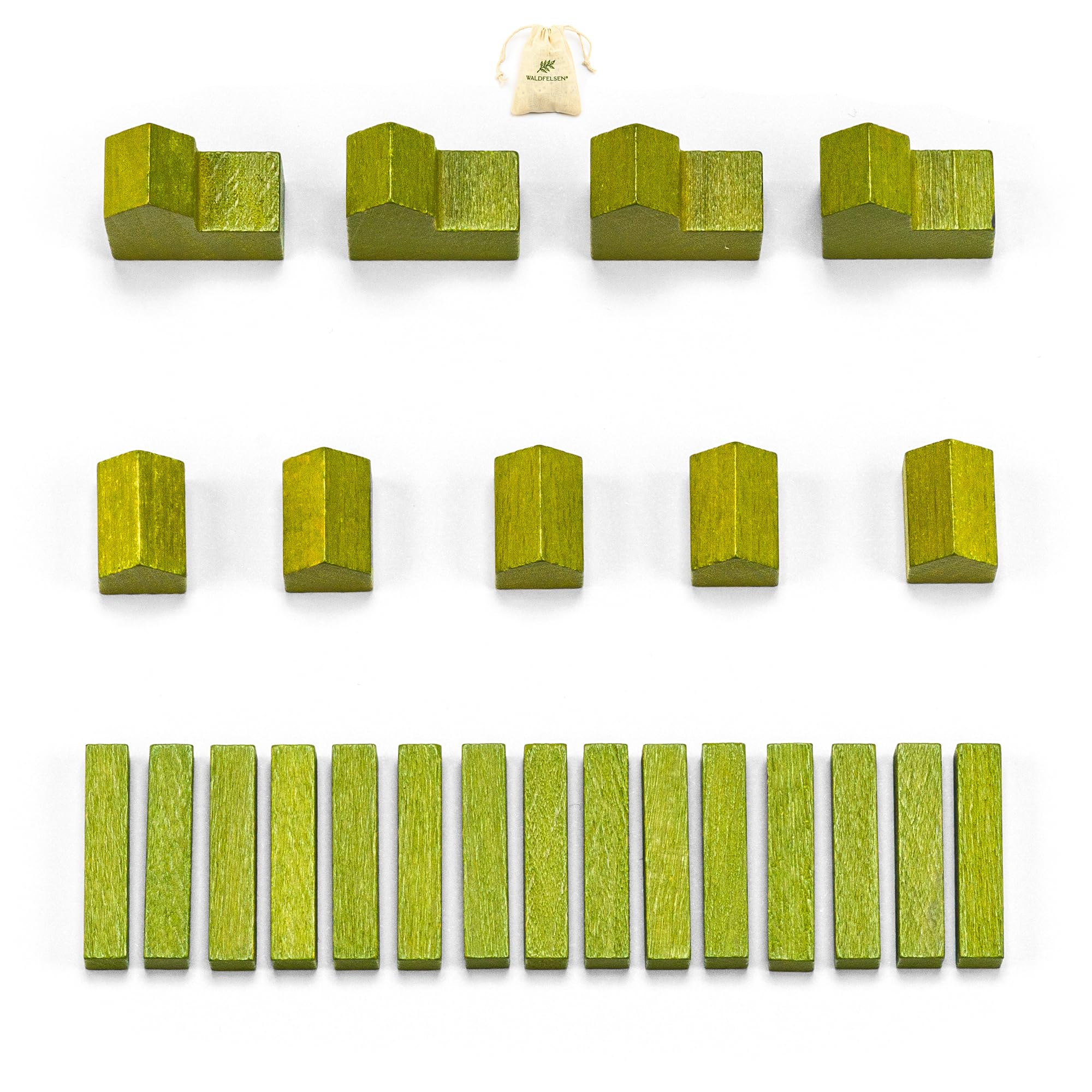 Waldfelsen® Hozfiguren: 4 Städte, 5 Siedlungen und 15 Straßen geeignet für Die Siedler (Farbe: Oliv)
