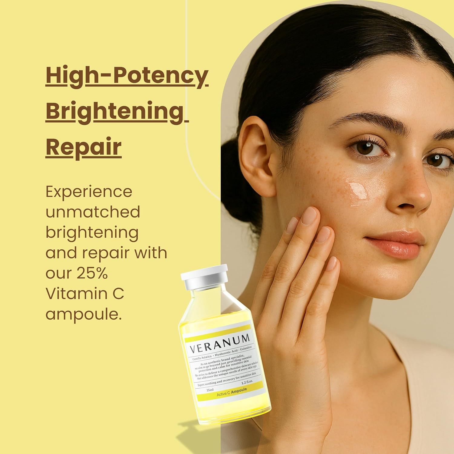 Active C Ampoule – 25% Stabilized Vitamin C Brightening & Firming Serum with Triple Collagen, Centella EV & Peptides – Non-Irritating Korean Skincare for Radiant, Even-Tone Skin – 1.2 fl oz