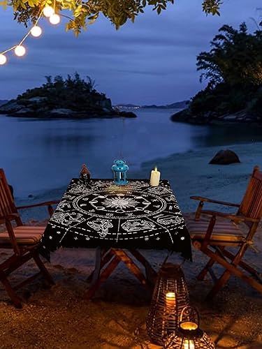 Miniatura 5 de Indian Consigners Tela de altar Zodiaco Brujería Alter Tarot Spread Top Cloth Wiccan Square Spiritual 24 por 24 Universo Sagrado (Zodiaco Plata)