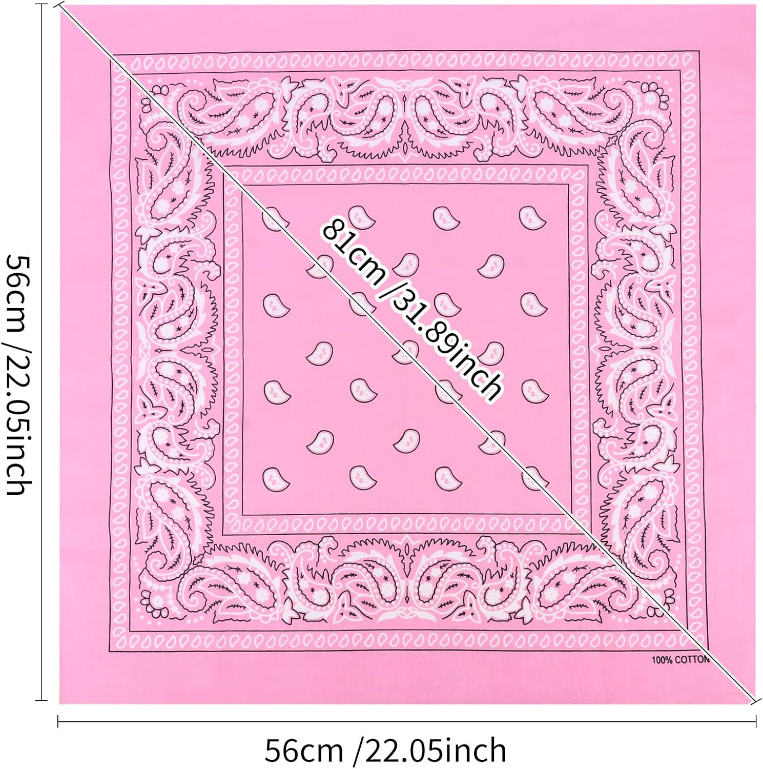 6 Pack 22"x22" Lightweight Bandanas for Women & Men 100% Cotton Bandana - Image 3