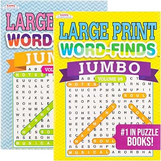 Kappa Jumbo Large Print Word Search Puzzle Books 2-Pack for Adults Teens Kids - Brain Training Fun