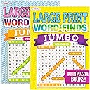 Kappa Jumbo Large Print Word Finds Puzzle Book 2 Titles, Word Search Find Words Books for Adults Teens, Training Learning with Game, 2-Pack