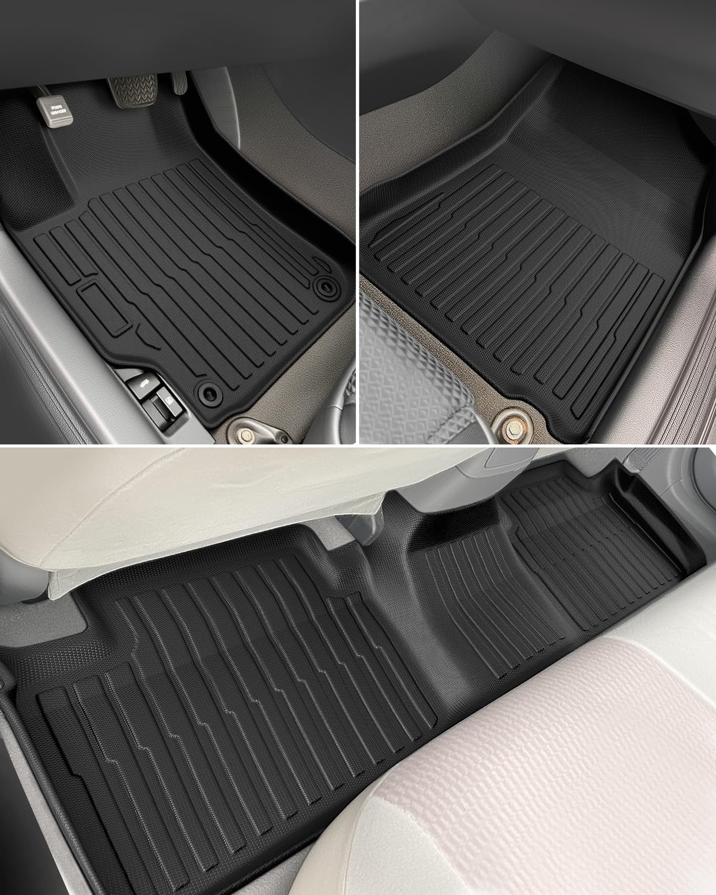 Car Floor Mats for Toyota Camry 2007-2011 All Weather Interior Accessories TPE Tech Rubber Black Front Rear Liners — view 4