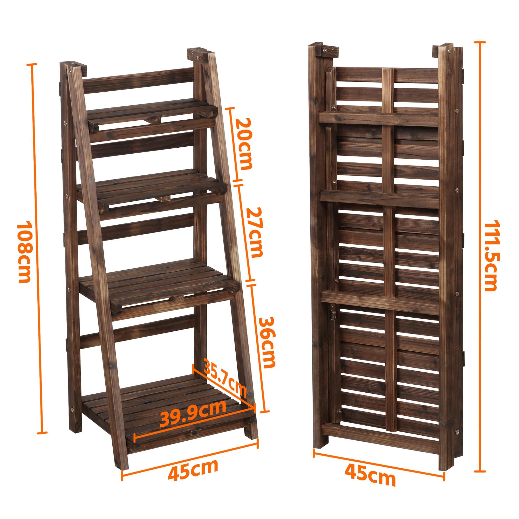 Yaheetech Leiterregal für Blumentöpfe 4-Ebenen Holz Pflanzenregal klappbar | Pflanzenständer Balkon, Blumentreppe Blumenständer für Indoor & Outdoor