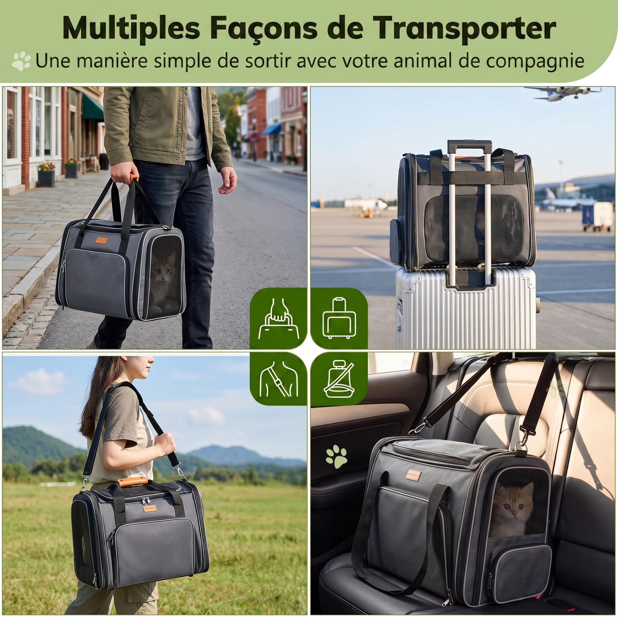 Morpilot Sac de Transport Extensible pour Chat - Extra Stable - Tissu en Maille Respirante pour Animaux de Compagnie