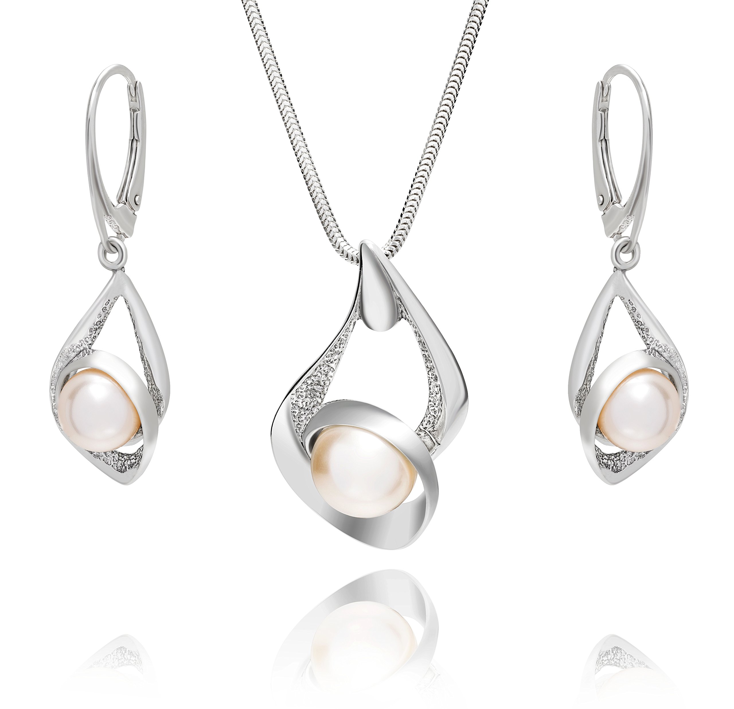LillyMarie Sterling-Silber 925 Schmuckset Mit Perlenanhänger Und Ohrringen In Geschenkverpackung