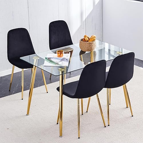 Miniatura 4 de gopop Juego de 6 sillas de comedor, modernas sillas de comedor de cocina, sillas laterales tapizadas en piel sintética, respaldos de gamuza y patas