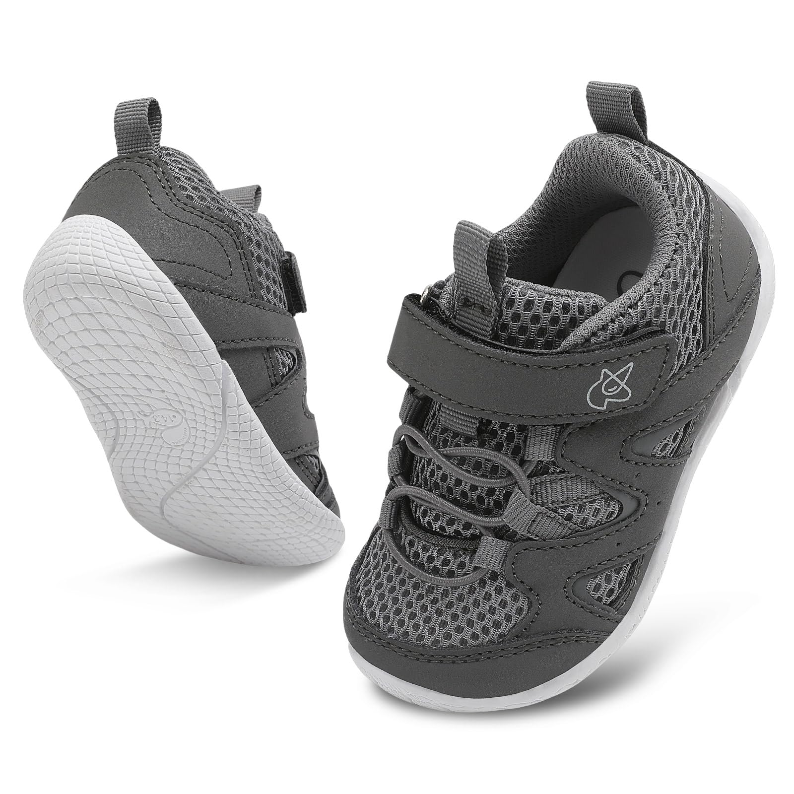 LeIsfIt Baby Boys Girls Shoes First Walking Shoes Toddler Breathable Sneakers Non-Slip Infant Sneakers Dark Grey 12-18 Months