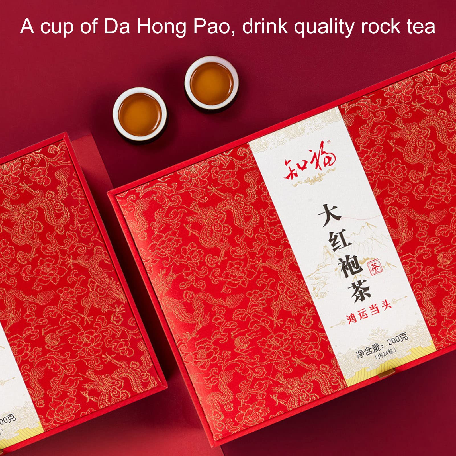 Luocute Tè Oolong Da Hong Pao, Tè di Roccia in Foglie Sfuse 200 G for | di Orchidea, Tradizione del tè di Roccia, 40 Bustine, Idea Regalo