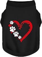 Paiaite Breathable Sleeveless Cotton Dog Shirt with Heart & Paw Print - Lightweight Tank Top for Small Medium Large Breeds, Black XS