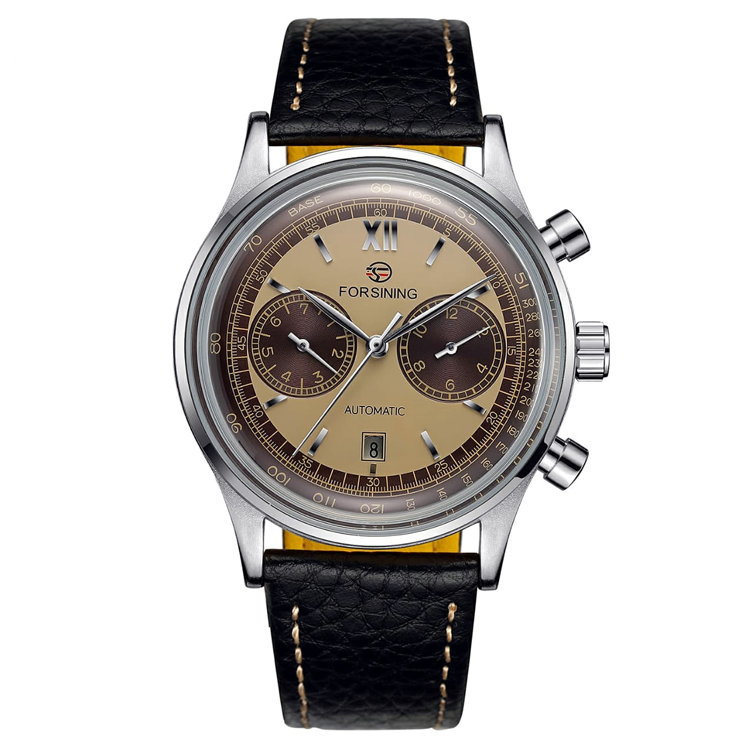 FORSINING Vintage Brown Automatic Mechanical Business tachymeter Wrist Watch for Men (B0C2JHNVBR) Amazon Price History, Amazon Price Tracker