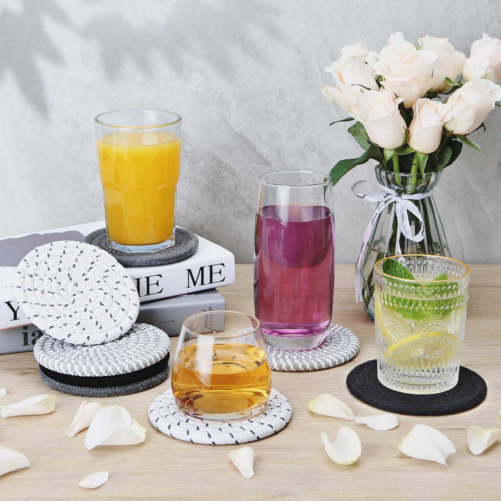 Amazon.com | Coasters Set of 8, Absorbent Coasters for Drinks