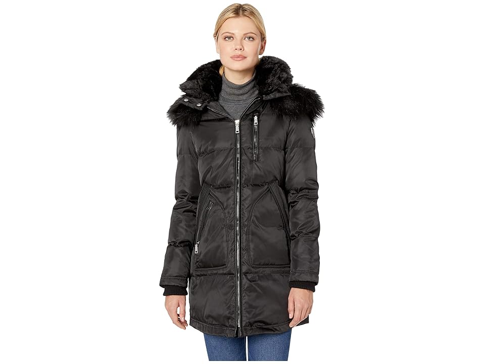 

Vince Camuto Heavy Weight Down with Sherpa and Faux Fur Detail R1241 (Black) Women's Coat