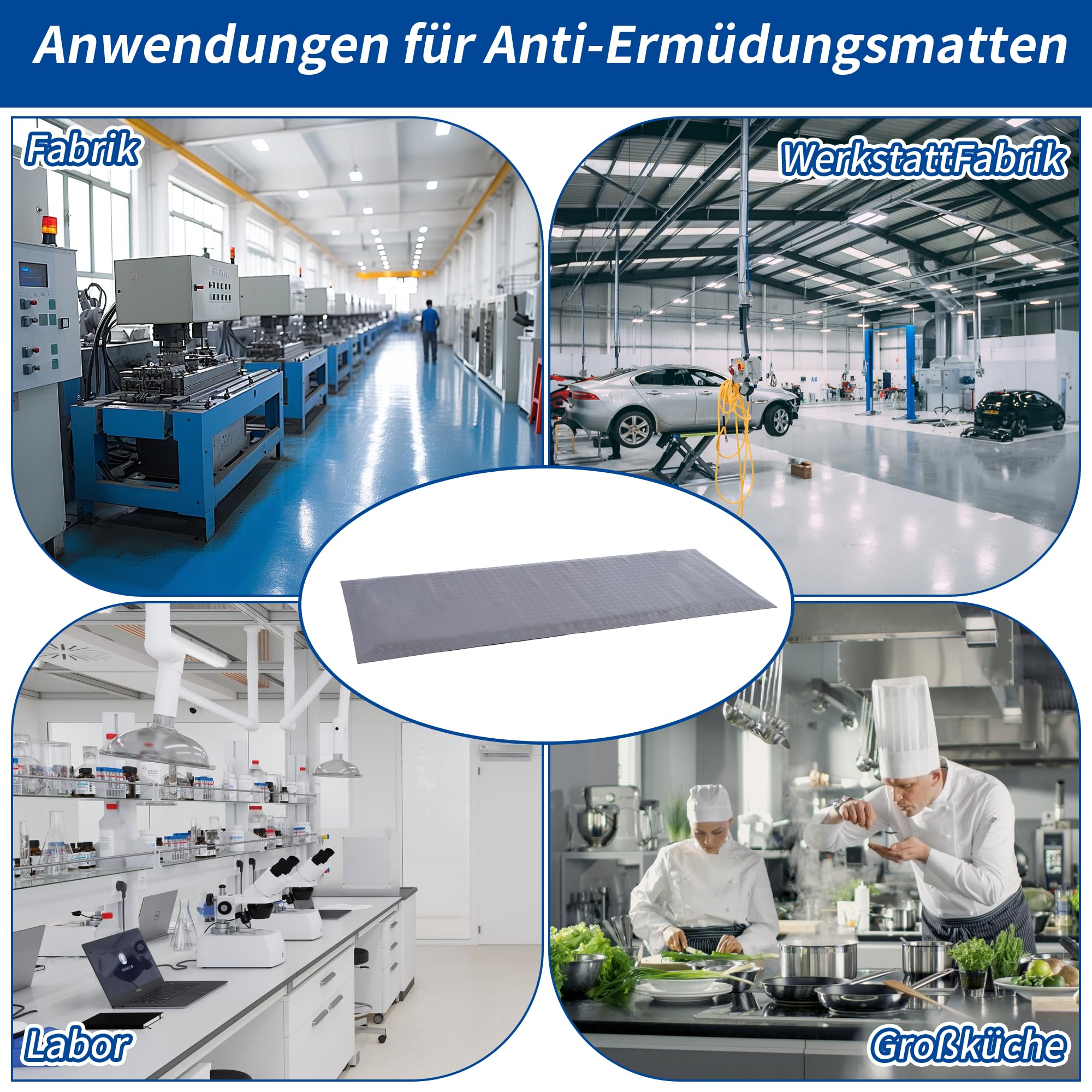 Anti Ermüdungsmatte für Steharbeitsplätze, Ergonomische Arbeitsplatzmatte Anti Fatigue Stehmatte, 60 x 152 cm Antimüdigkeitsmatte, Steh-Schreibtisch Fußmatten für Werkstatt, Fließband