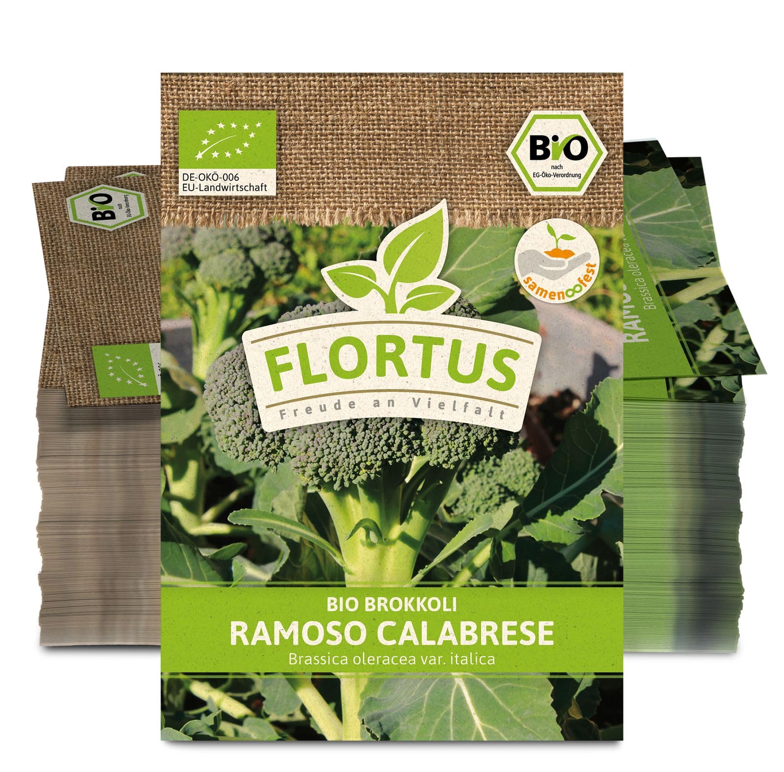 FLORTUS 2000-0502-100x Brokkoli Ramoso Calabrese (100 Stück) (BIO Kohlsamen)