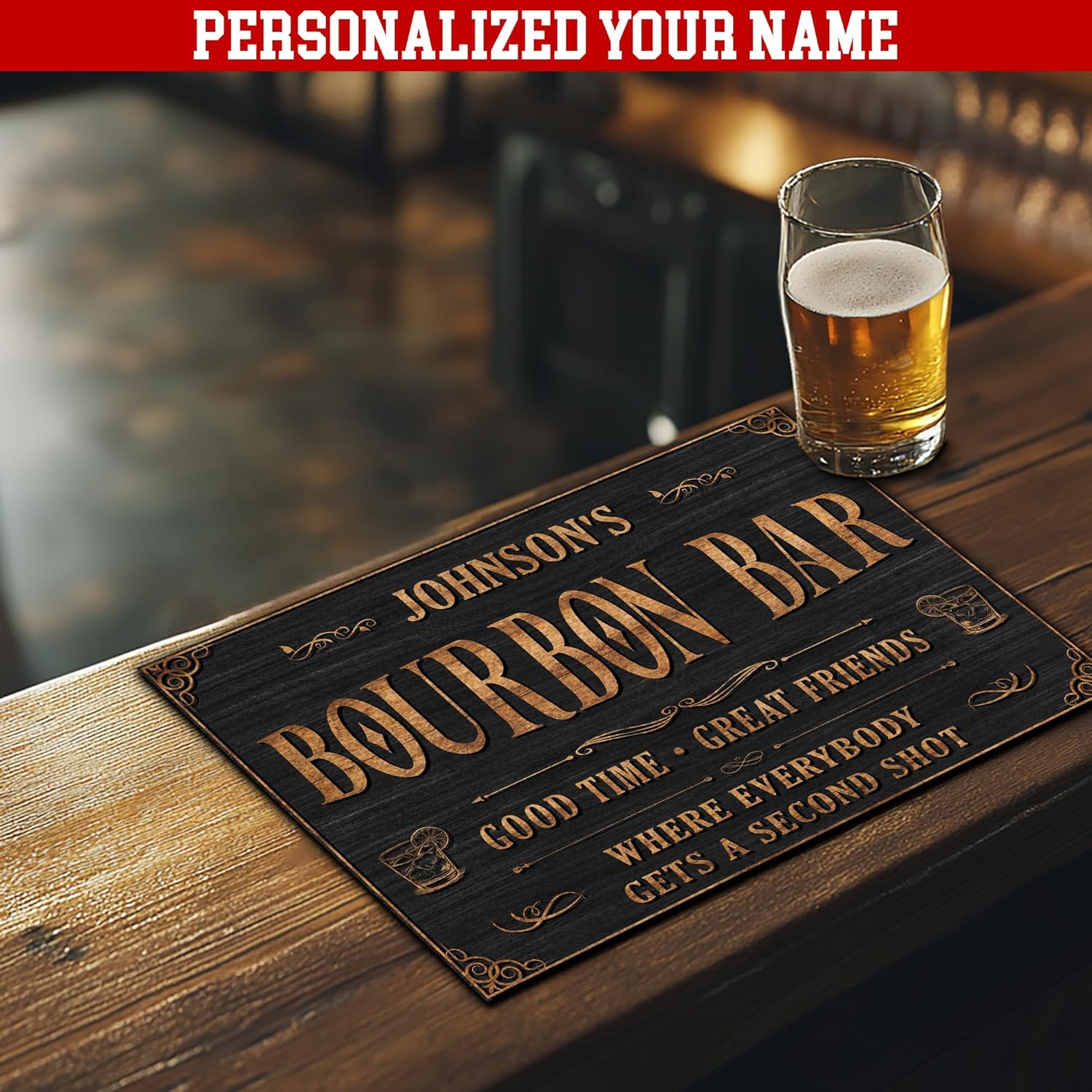 THUYPT Personalized Bourbon Drying Mat for Bourbon Bar, Dish Drying Mat Countertops Accessories, Home Bar Decorations Absorbent Dish Drying Mat with Rubber Back (02)