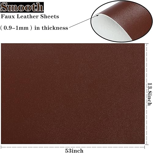 Miniatura 3 de CDY Hojas de piel sintética color marrón oscuro de 13.8 x 53 pulgadas, rollo de piel sintética suave, perfecto para manualidades, bolsos, carteras,