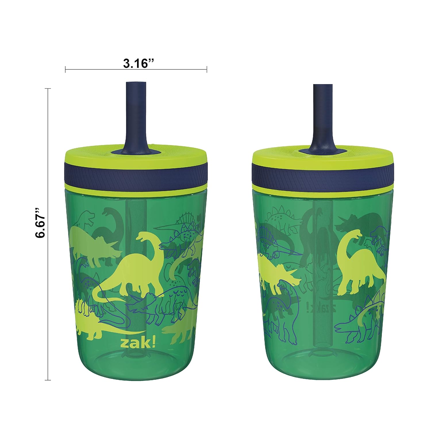 Zak Designs Kelso 15 oz Tumbler Set, ( Dino Camo ) Non-BPA Leak-Proof Screw-On Lid with Straw Made of Durable Plastic and Silicone, Perfect Baby Cup Bundle for Kids (2pc Set) : Baby