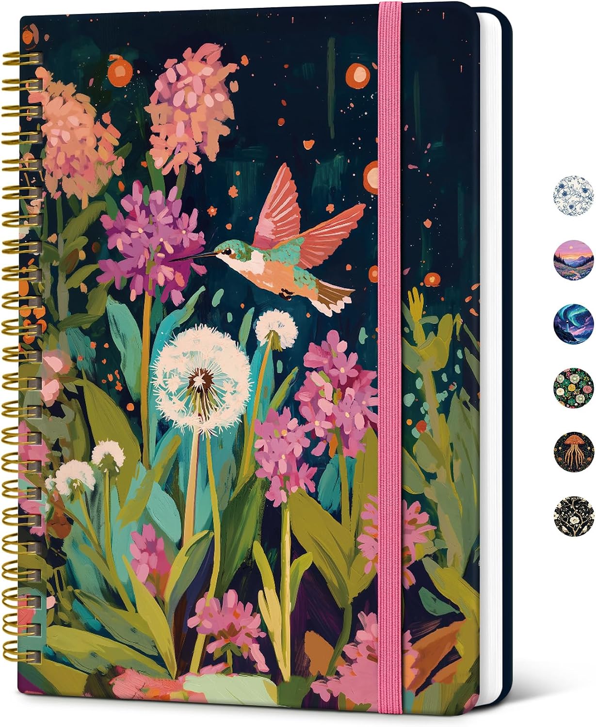 Taja Lined Spiral Journal Notebook for Women, Pretty College Ruled Notebook for Work & Note Taking, A5 Hardcover Journal for Writing, Cute Aesthetic 140 Pages, Humming Glow