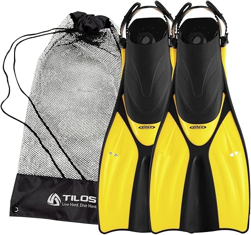 Miniatura 9 de Tilos Getaway - Aletas grandes de esnórquel de tacón abierto, aptas para viajes, aletas ajustables para pies anchos Rojo -,Negro